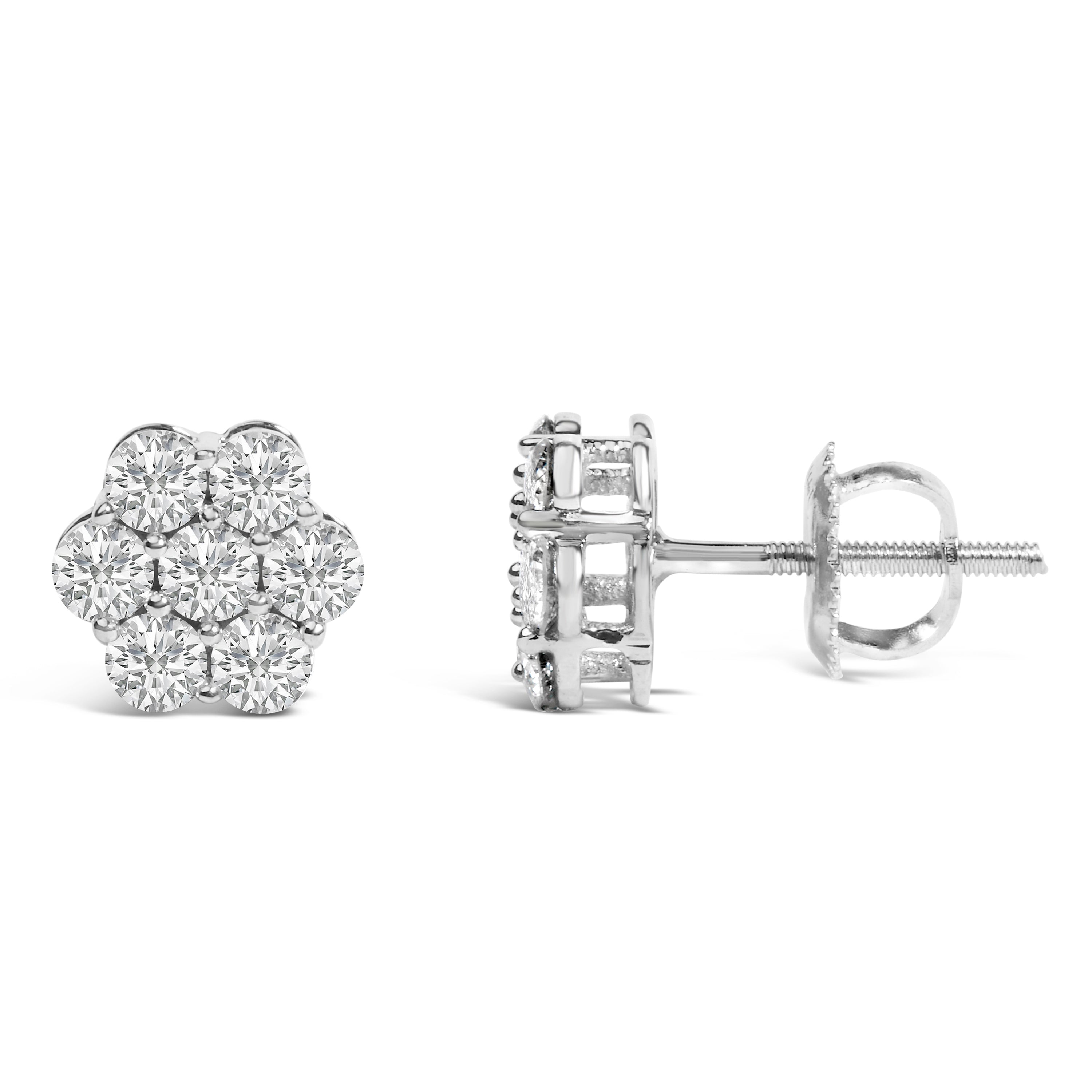 14KT White Gold 1 cttw Diamond Composite Stud Earrings (I-J, SI2-I1) by Bids.com