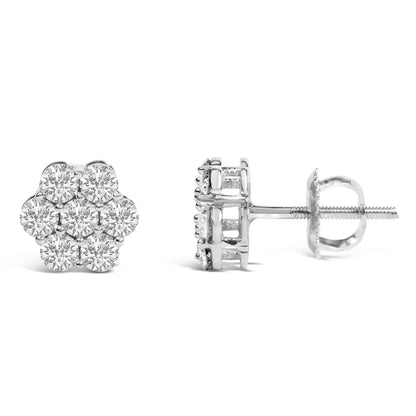 14KT White Gold 1 cttw Diamond Composite Stud Earrings (I-J, SI2-I1) by Bids.com