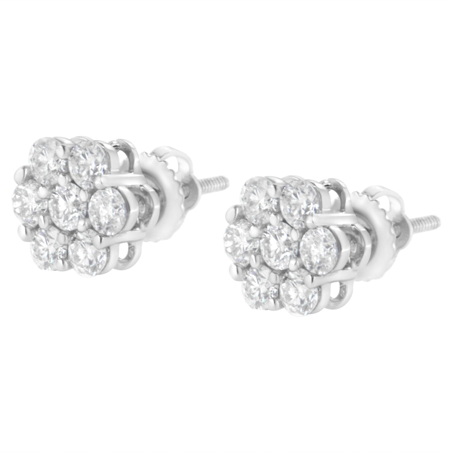 14KT White Gold 1 cttw Diamond Composite Stud Earrings (I-J, SI2-I1) by Bids.com