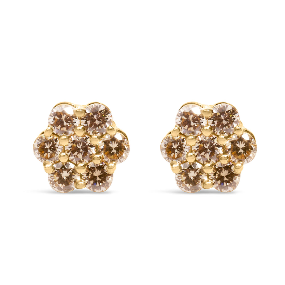14K Yellow Gold 1.0 Cttw Diamond Floral Stud Earrings (J-K Color, VS2-SI1 Clarity) by Bids.com