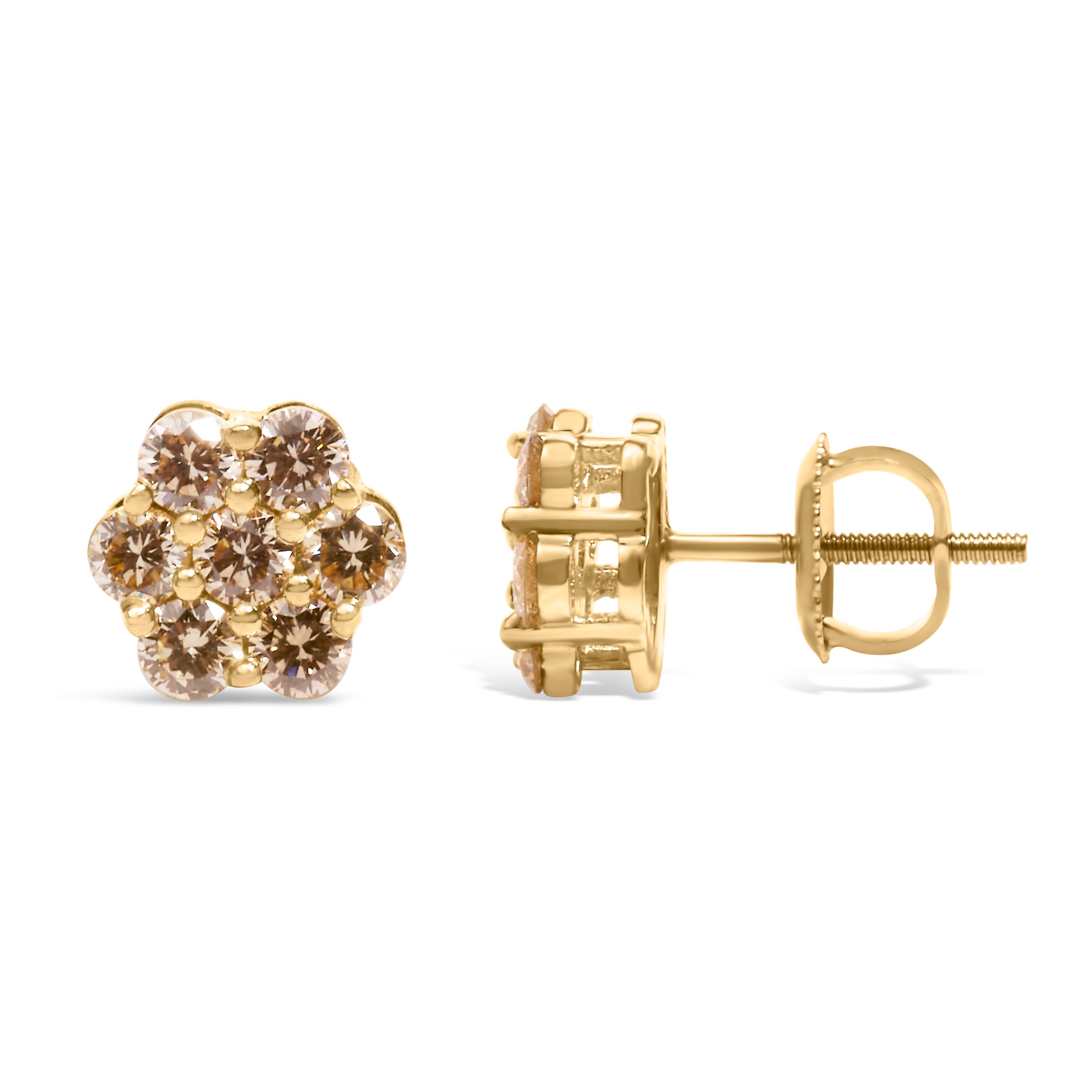 14K Yellow Gold 1.0 Cttw Diamond Floral Stud Earrings (J-K Color, VS2-SI1 Clarity) by Bids.com