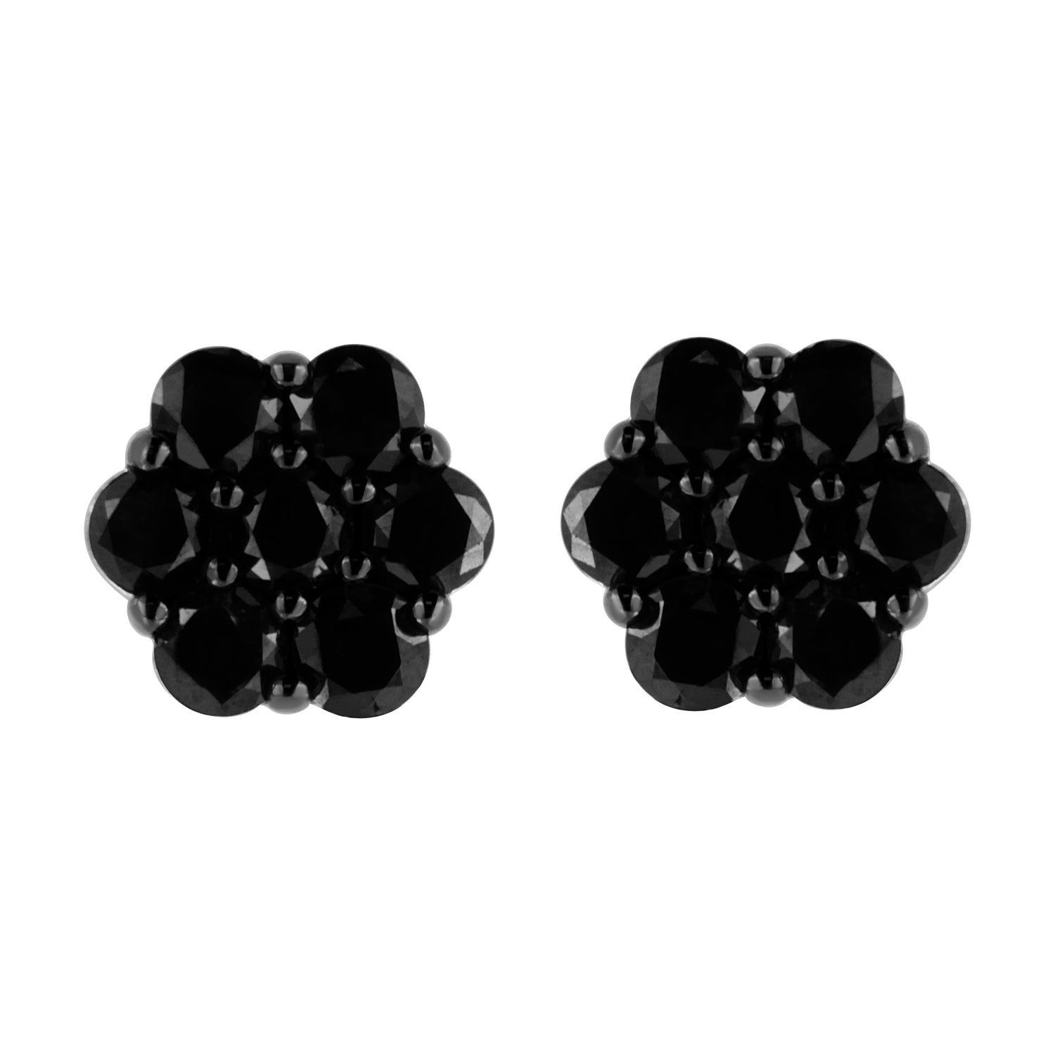 .925 Sterling Silver 1/4 Cttw Treated Yellow Diamond Floral Stud Earrings (Yellow Color, I1-I2 Clarity) by Bids.com