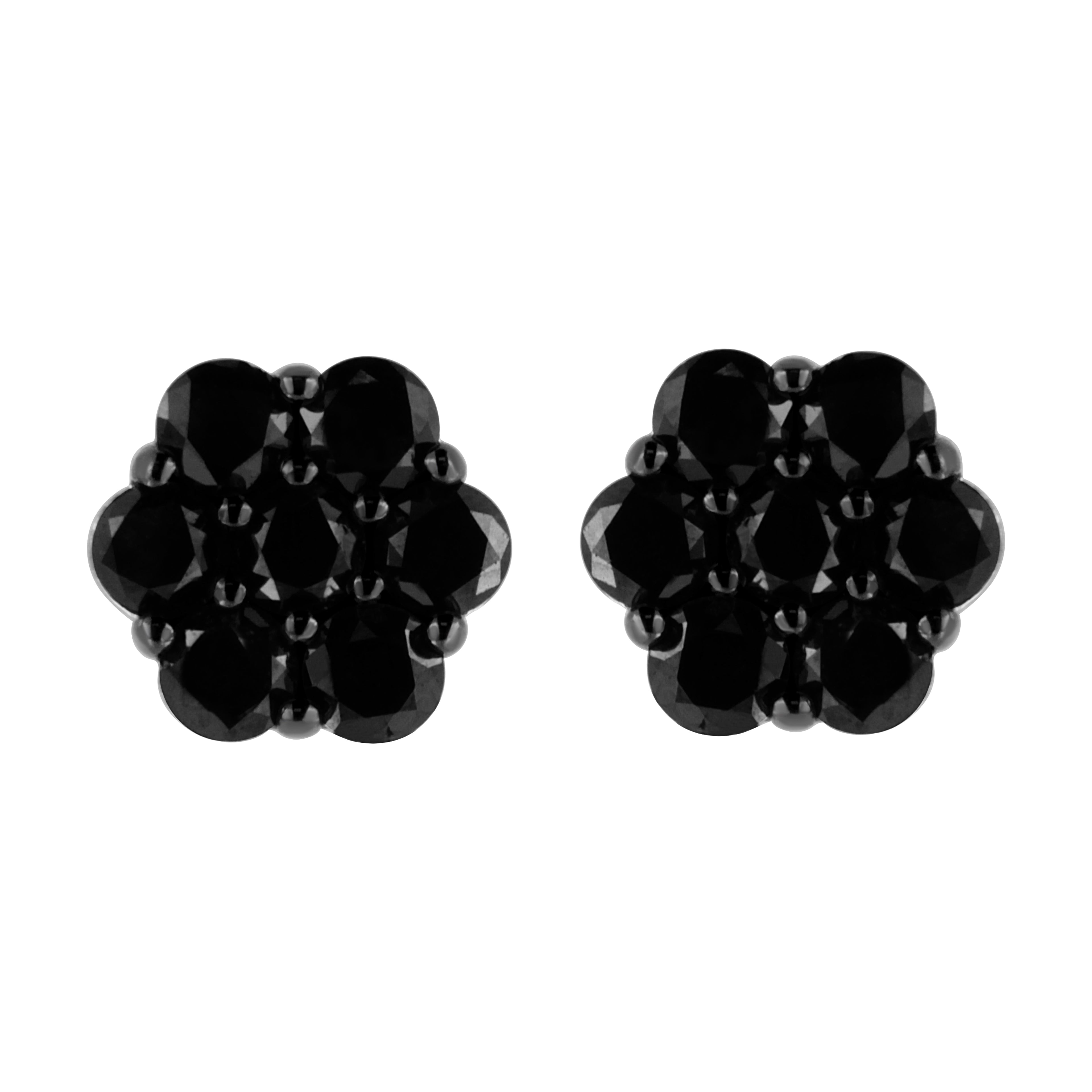 .925 Sterling Silver 1/4 Cttw Treated Yellow Diamond Floral Stud Earrings (Yellow Color, I1-I2 Clarity) by Bids.com