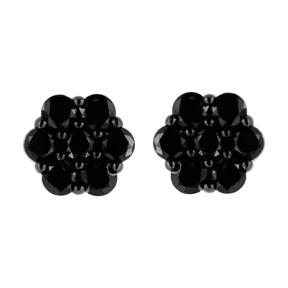 .925 Sterling Silver 1/4 Cttw Treated Yellow Diamond Floral Stud Earrings (Yellow Color, I1-I2 Clarity) by Bids.com