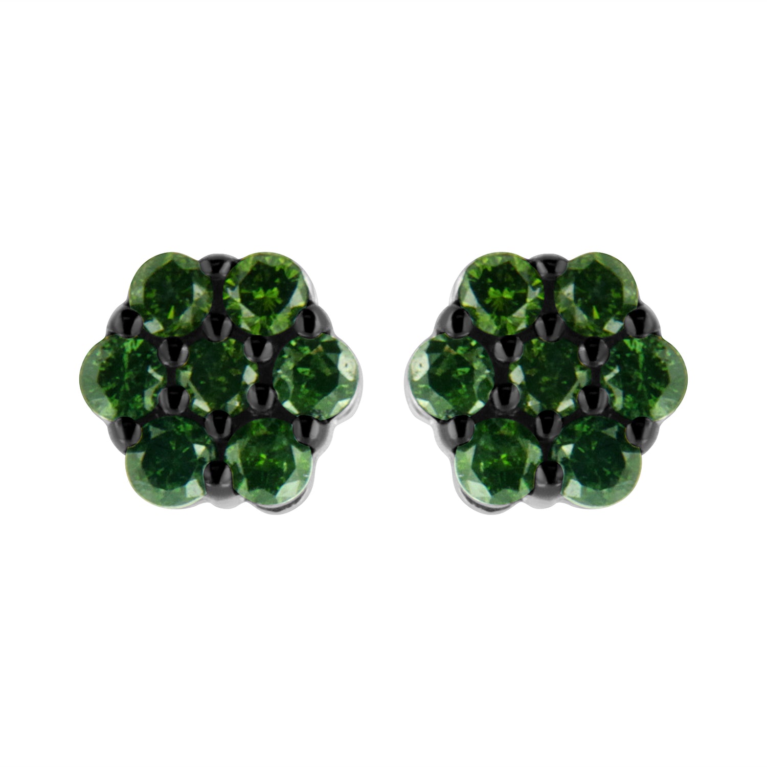 .925 Sterling Silver 1/4 Cttw Treated Yellow Diamond Floral Stud Earrings (Yellow Color, I1-I2 Clarity) by Bids.com