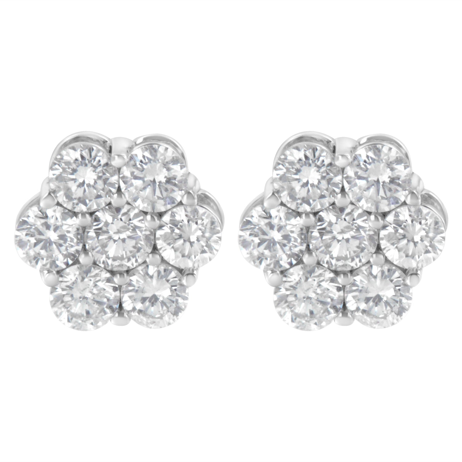 Sterling Silver 2 cttw Floral Composite 7 Stone Diamond Stud Earring (I-J, I1-I2) by Bids.com