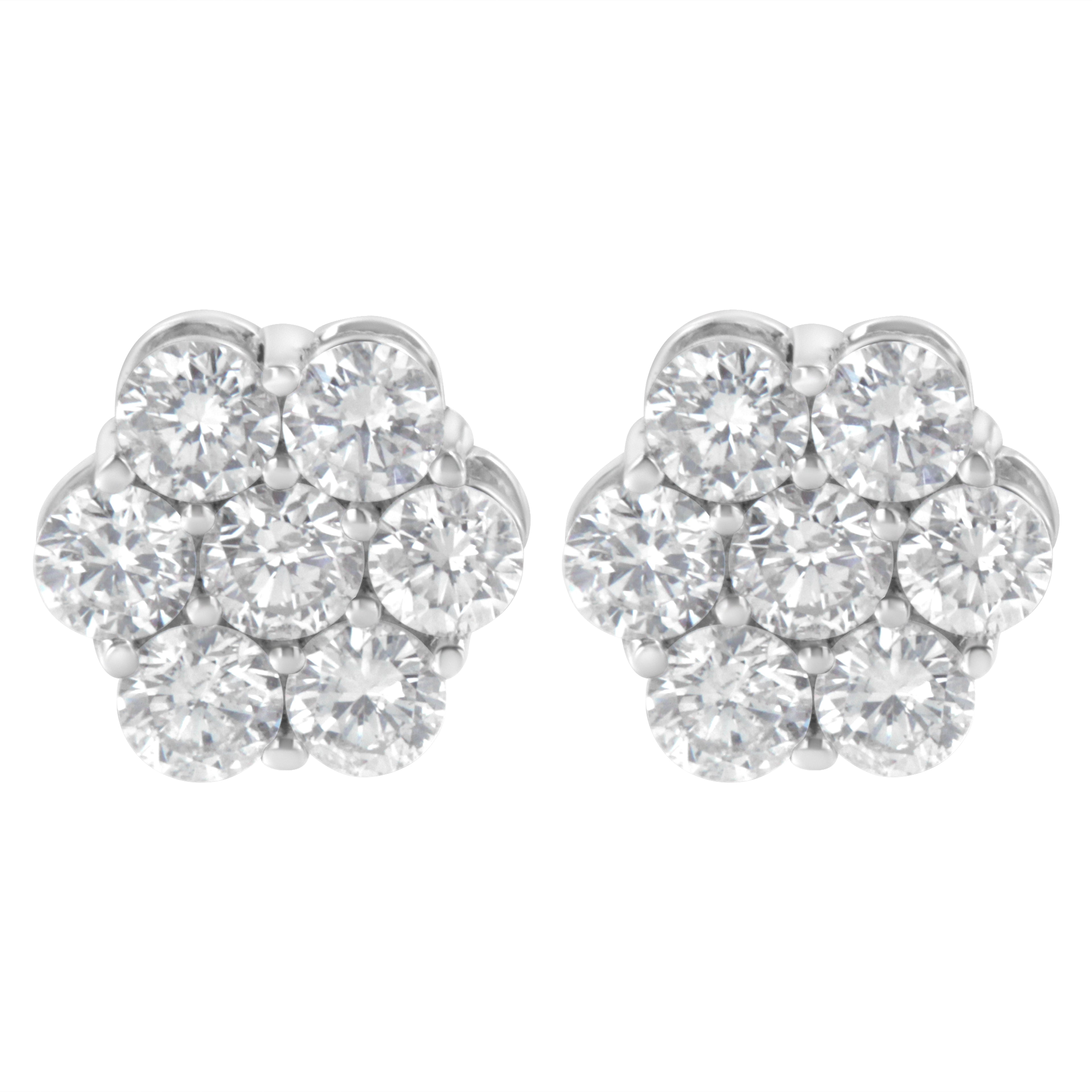 Sterling Silver 2 cttw Floral Composite 7 Stone Diamond Stud Earring (I-J, I1-I2) by Bids.com