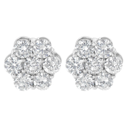 Sterling Silver 2 cttw Floral Composite 7 Stone Diamond Stud Earring (I-J, I1-I2) by Bids.com