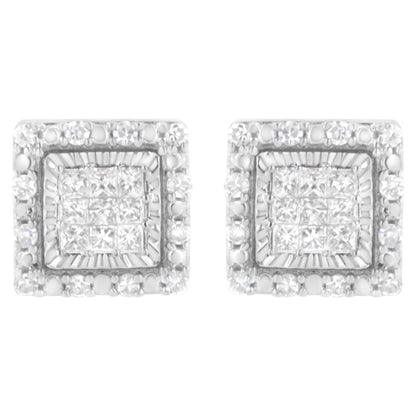 10K White Gold 1/2 cttw Invisible Set Princess-Cut Diamond Square Stud Earring (I-J Color, I1-I2 Clarity) by Bids.com