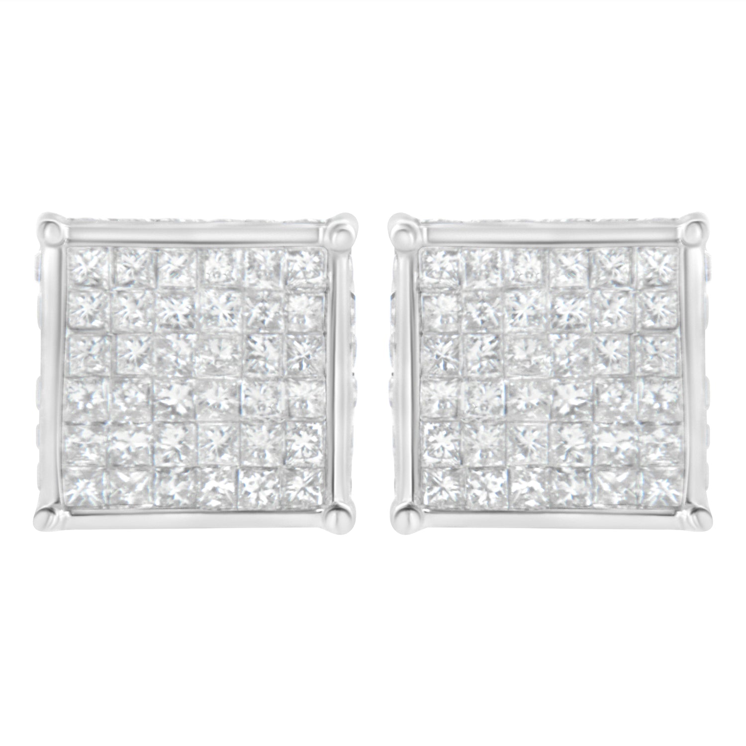 10K White Gold 2ct TDW Princess-Cut Composite Diamond Stud Earring (I-J ,I2-I3) by Bids.com
