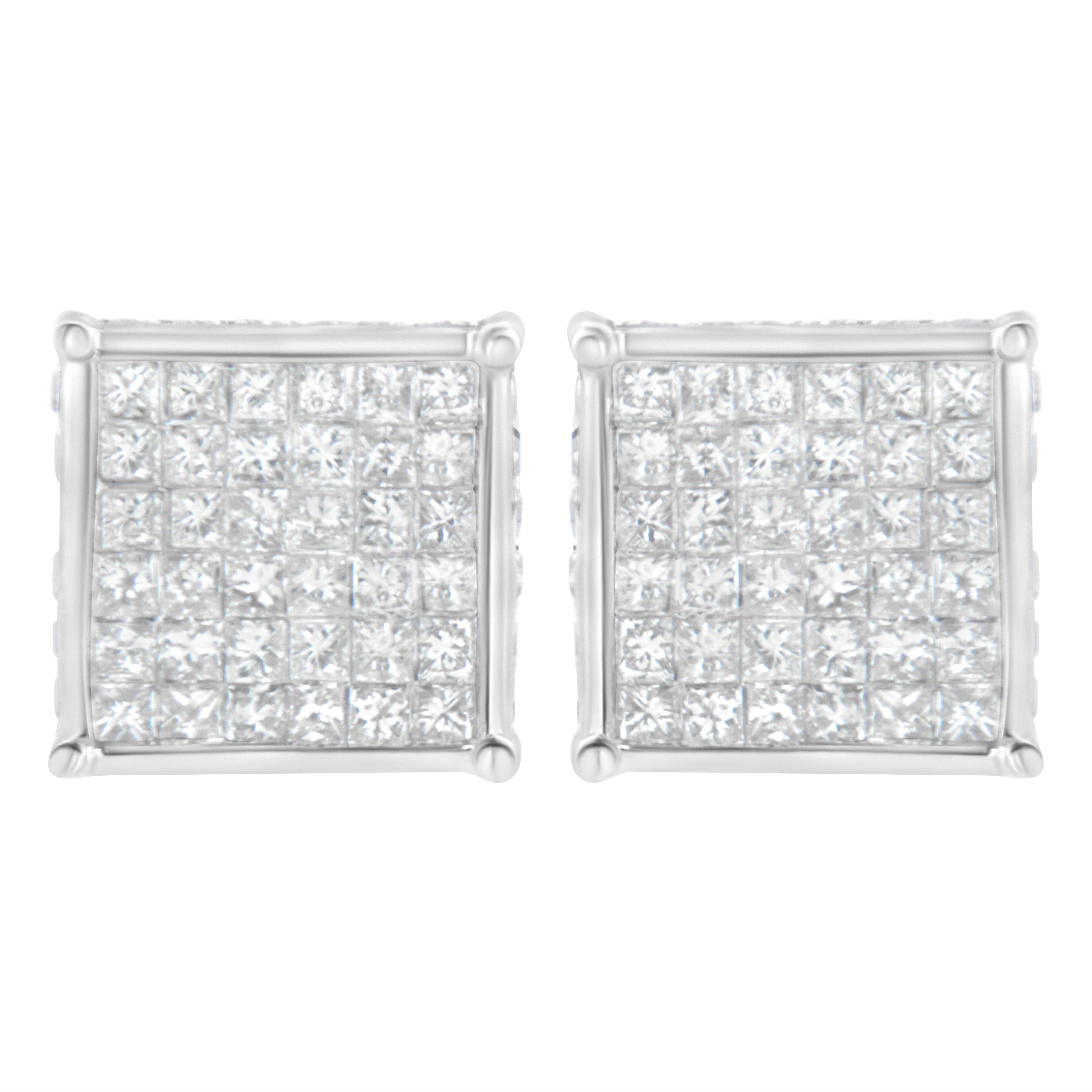 10K White Gold 2ct TDW Princess-Cut Composite Diamond Stud Earring (I-J ,I2-I3) by Bids.com