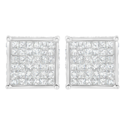 10K White Gold 2ct TDW Princess-Cut Composite Diamond Stud Earring (I-J ,I2-I3) by Bids.com