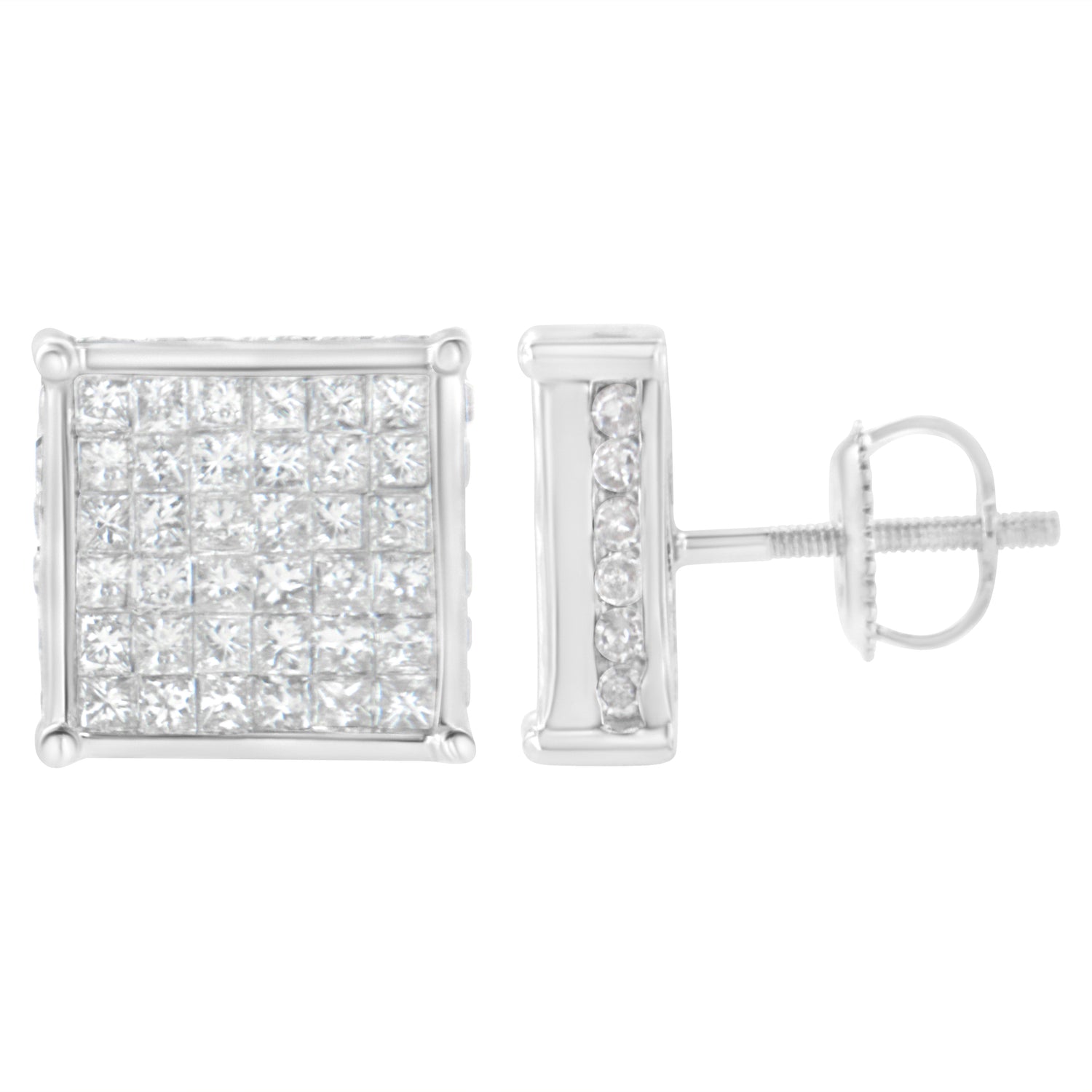 10K White Gold 2ct TDW Princess-Cut Composite Diamond Stud Earring (I-J ,I2-I3) by Bids.com