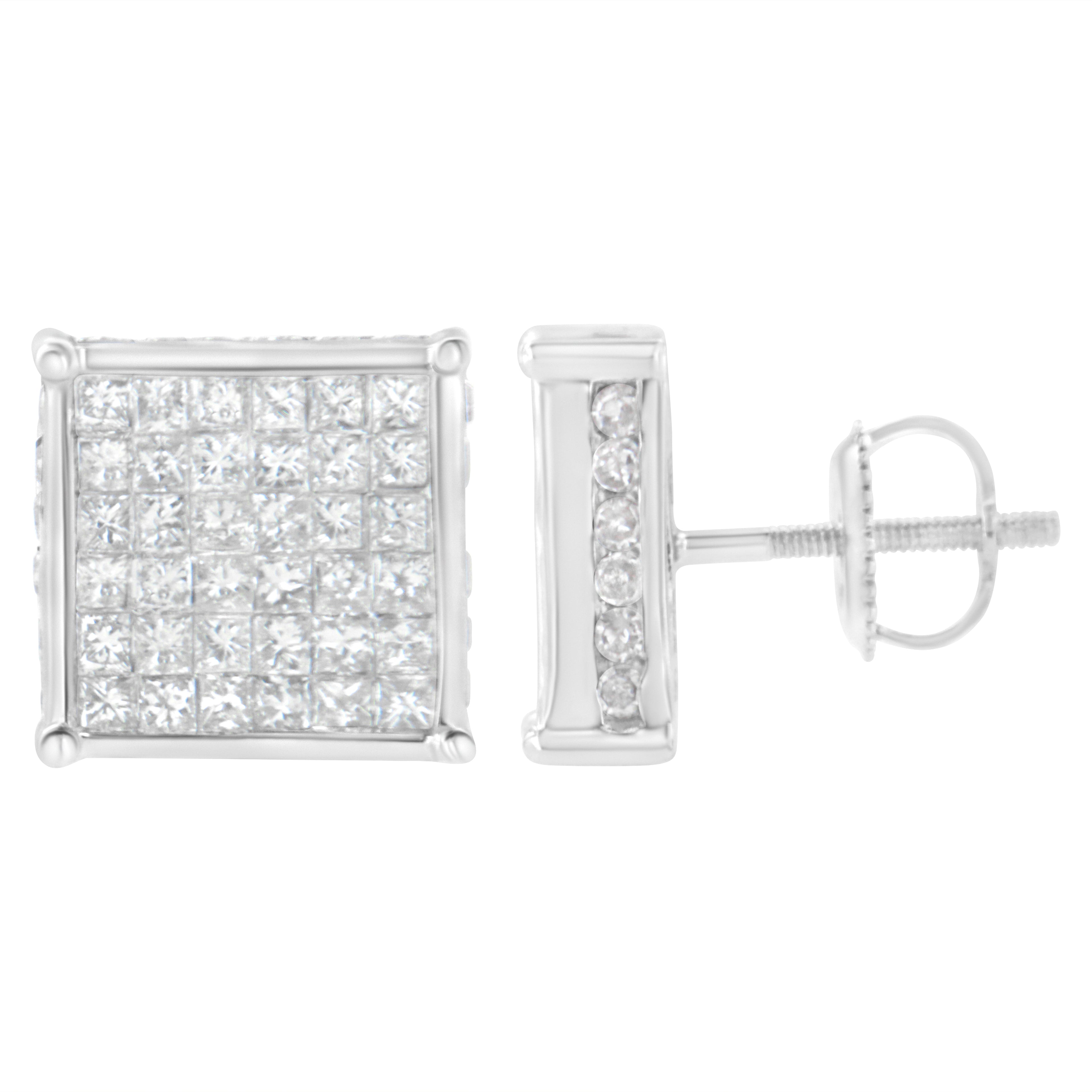 10K White Gold 2ct TDW Princess-Cut Composite Diamond Stud Earring (I-J ,I2-I3) by Bids.com