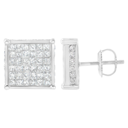 10K White Gold 2ct TDW Princess-Cut Composite Diamond Stud Earring (I-J ,I2-I3) by Bids.com