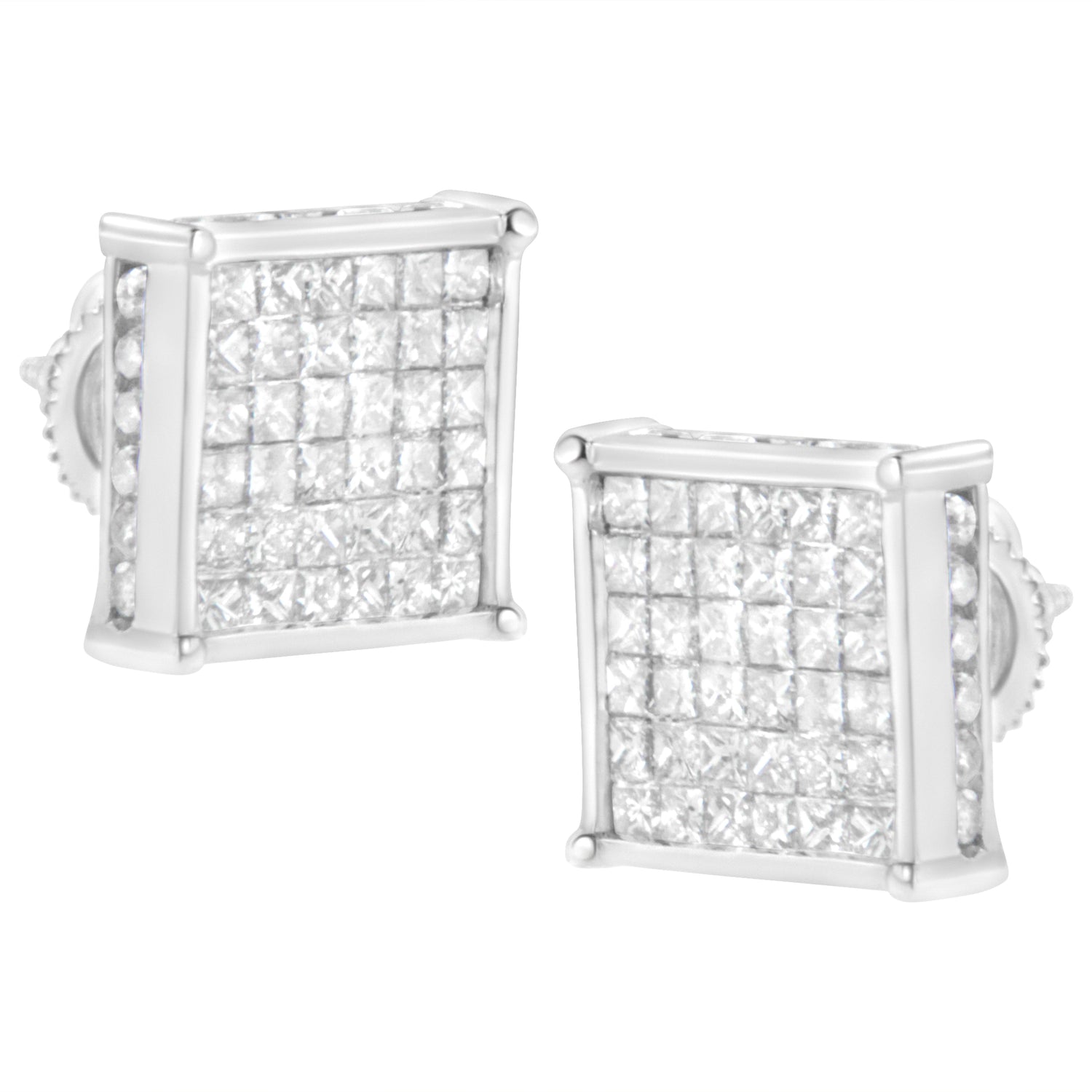 10K White Gold 2ct TDW Princess-Cut Composite Diamond Stud Earring (I-J ,I2-I3) by Bids.com