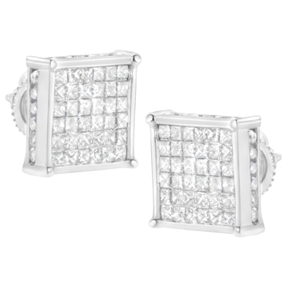 10K White Gold 2ct TDW Princess-Cut Composite Diamond Stud Earring (I-J ,I2-I3) by Bids.com