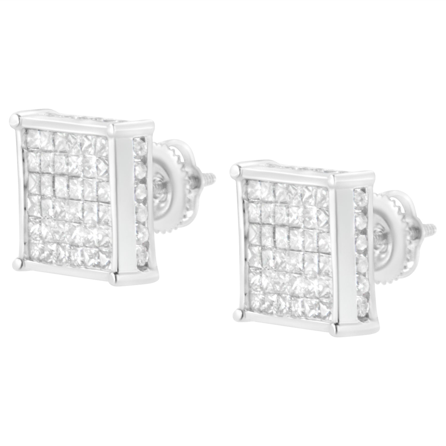 10K White Gold 2ct TDW Princess-Cut Composite Diamond Stud Earring (I-J ,I2-I3) by Bids.com