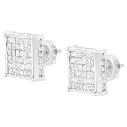 10K White Gold 2ct TDW Princess-Cut Composite Diamond Stud Earring (I-J ,I2-I3) by Bids.com