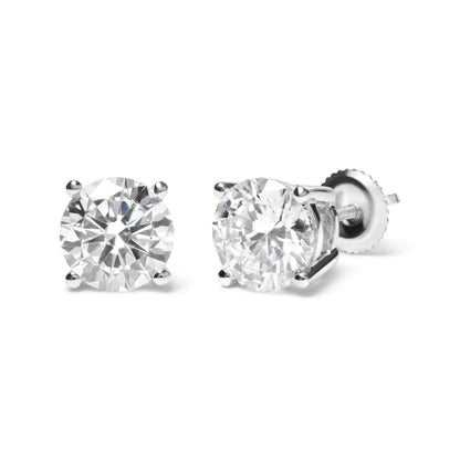 IGI Certified 14K White Gold 5.00 Cttw Round Brilliant-Cut Lab Grown Diamond Classic 4-Prong Stud Earrings with Screw Backs (F-G Color, SI1 Clarity) by Bids.com