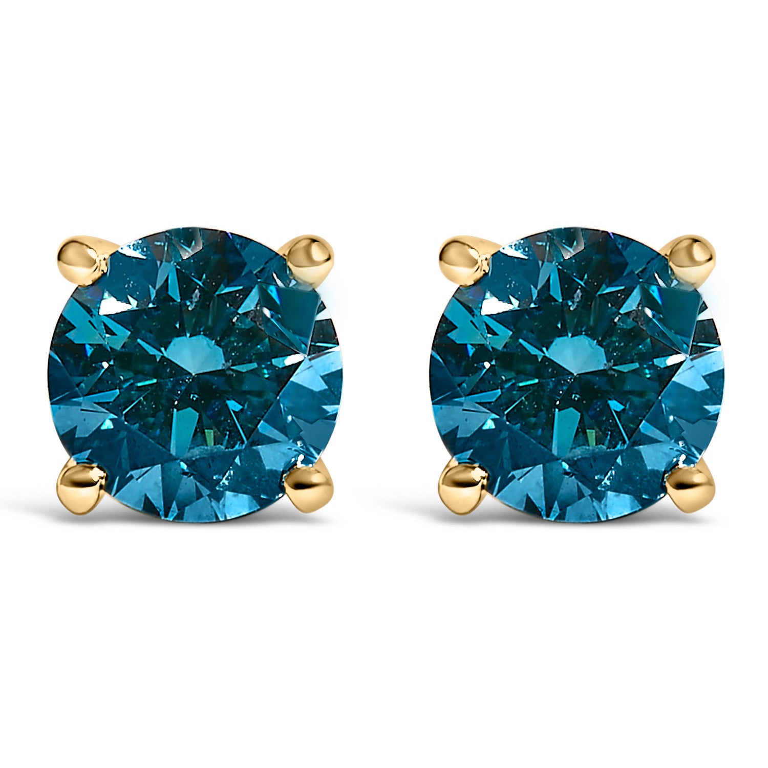 14K White Gold 1.00 Cttw Blue Lab Grown Diamond Stud Earrings with Screw Backs by Bids.com