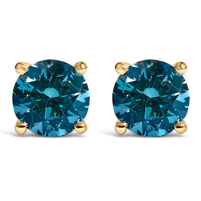 14K White Gold 1.00 Cttw Blue Lab Grown Diamond Stud Earrings with Screw Backs by Bids.com