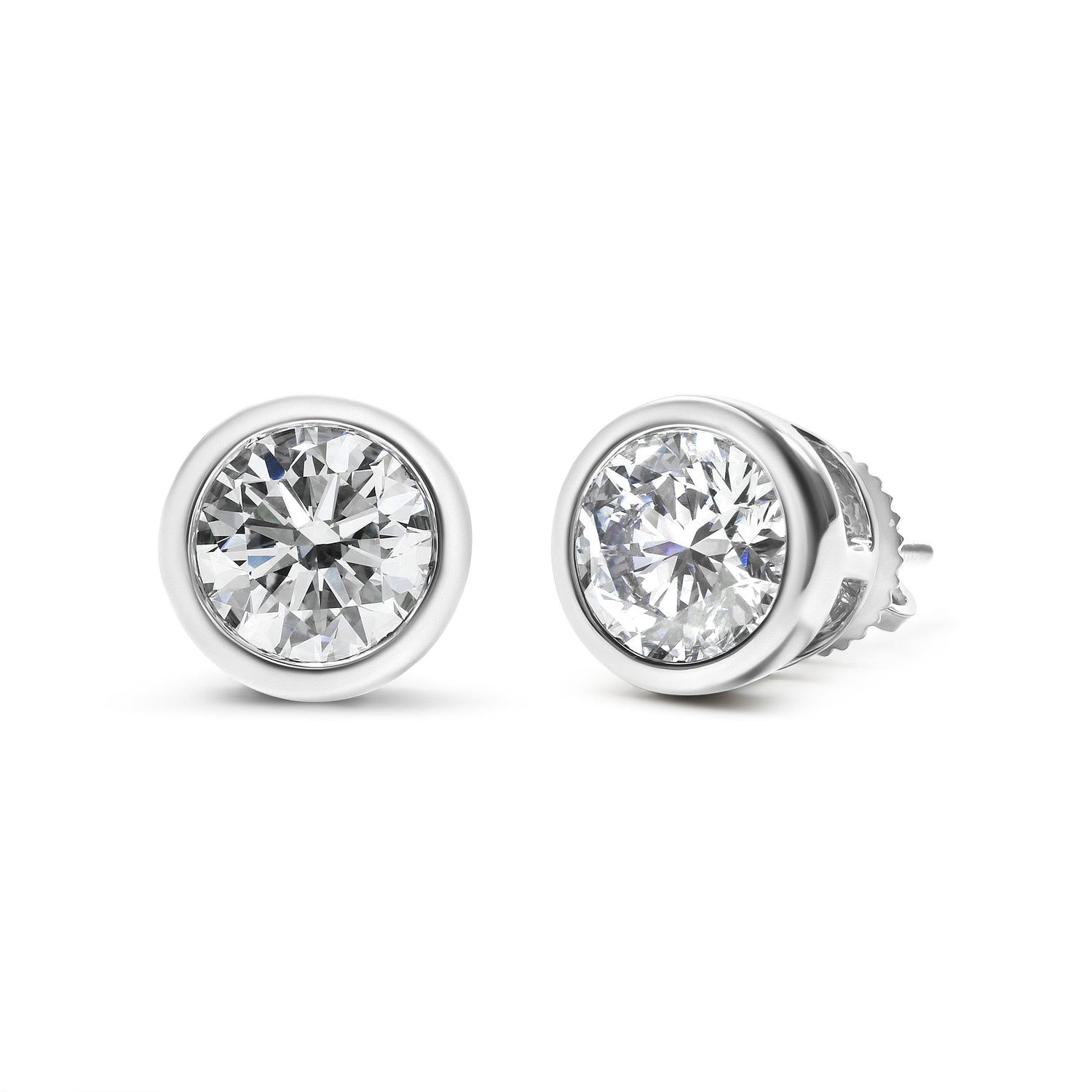 14K White Gold 1.0 Cttw Lab Grown Diamond Screw-Back Classic Bezel Solitaire Stud Earrings (G-H Color, VS2-SI1 Clarity) by Bids.com