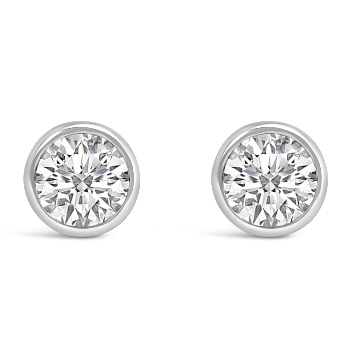 14K White Gold 1.0 Cttw Lab Grown Diamond Screw-Back Classic Bezel Solitaire Stud Earrings (G-H Color, VS2-SI1 Clarity) by Bids.com