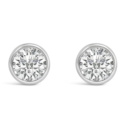 14K White Gold 1.0 Cttw Lab Grown Diamond Screw-Back Classic Bezel Solitaire Stud Earrings (G-H Color, VS2-SI1 Clarity) by Bids.com