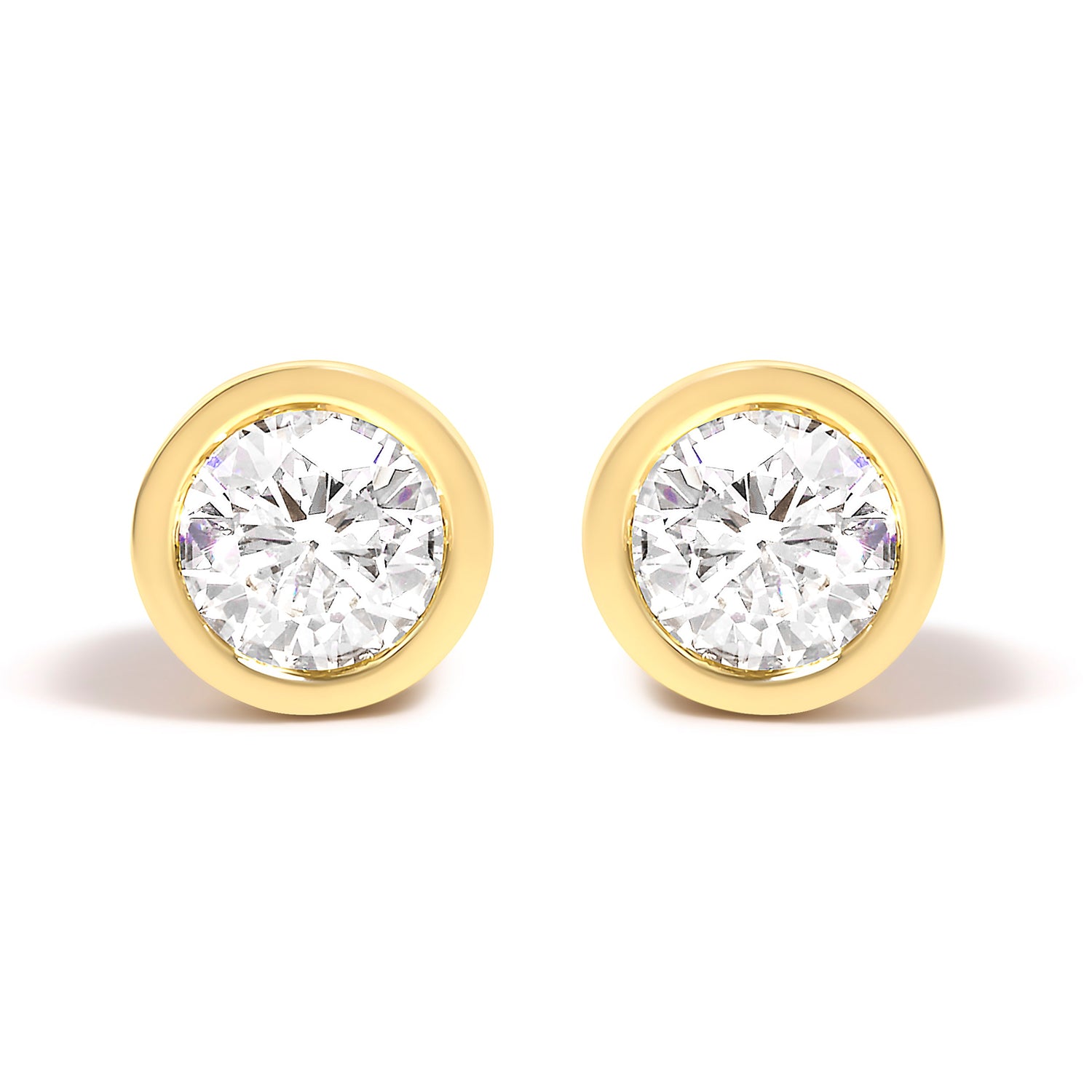 14K White Gold 1.0 Cttw Lab Grown Diamond Screw-Back Classic Bezel Solitaire Stud Earrings (G-H Color, VS2-SI1 Clarity) by Bids.com