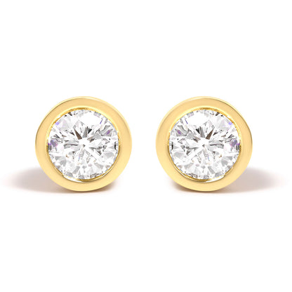 14K White Gold 1.0 Cttw Lab Grown Diamond Screw-Back Classic Bezel Solitaire Stud Earrings (G-H Color, VS2-SI1 Clarity) by Bids.com