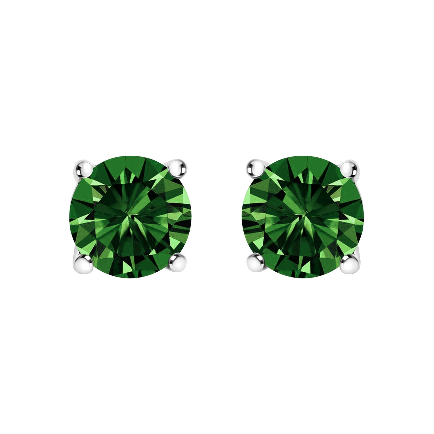 14K White Gold 1/2 Cttw Lab Grown Green Diamond Classic Solitaire Stud Earrings with Pushback  DestGlow