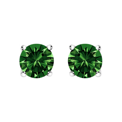 14K White Gold 1/2 Cttw Lab Grown Green Diamond Classic Solitaire Stud Earrings with Pushback  DestGlow