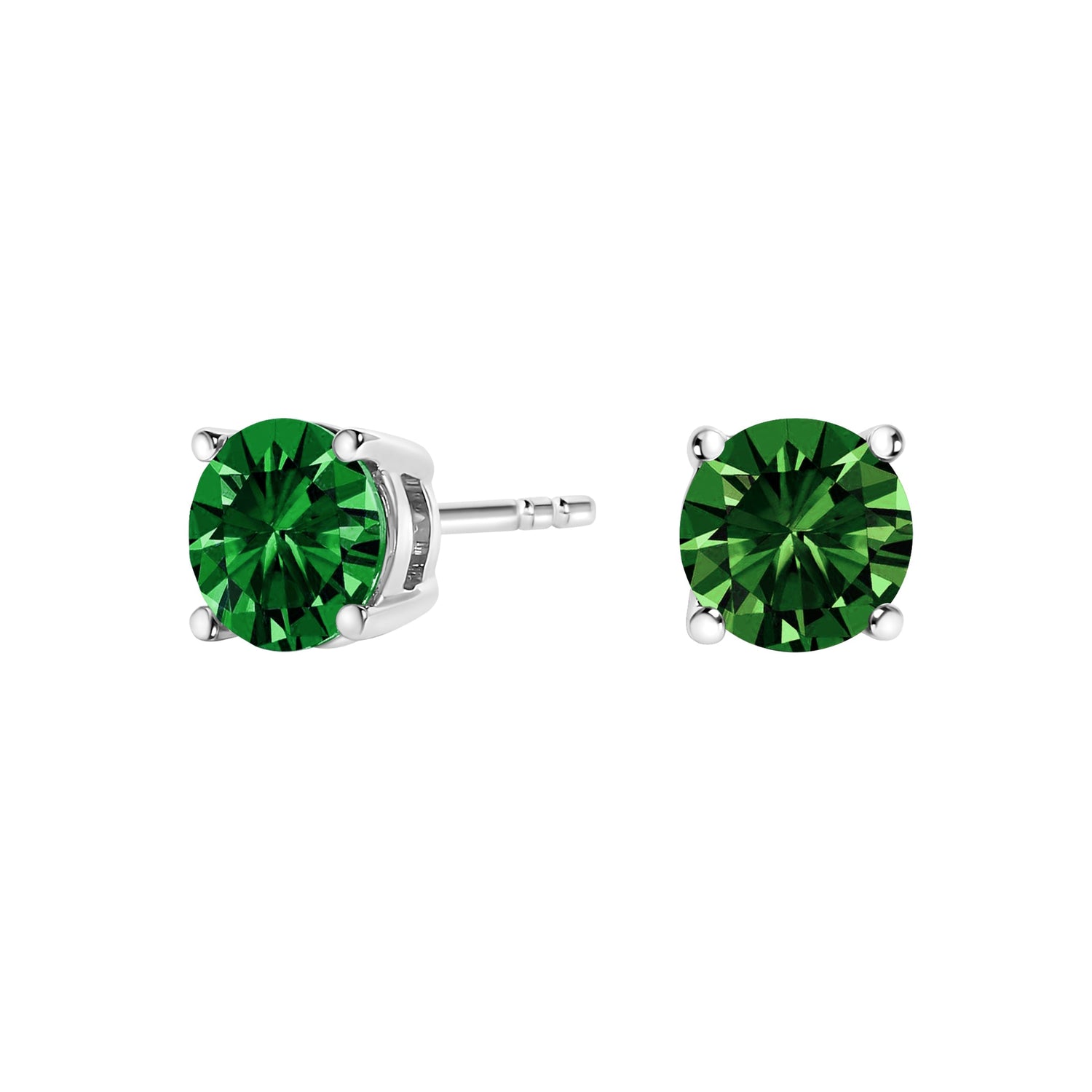 14K White Gold 1/2 Cttw Lab Grown Green Diamond Classic Solitaire Stud Earrings with Pushback  DestGlow