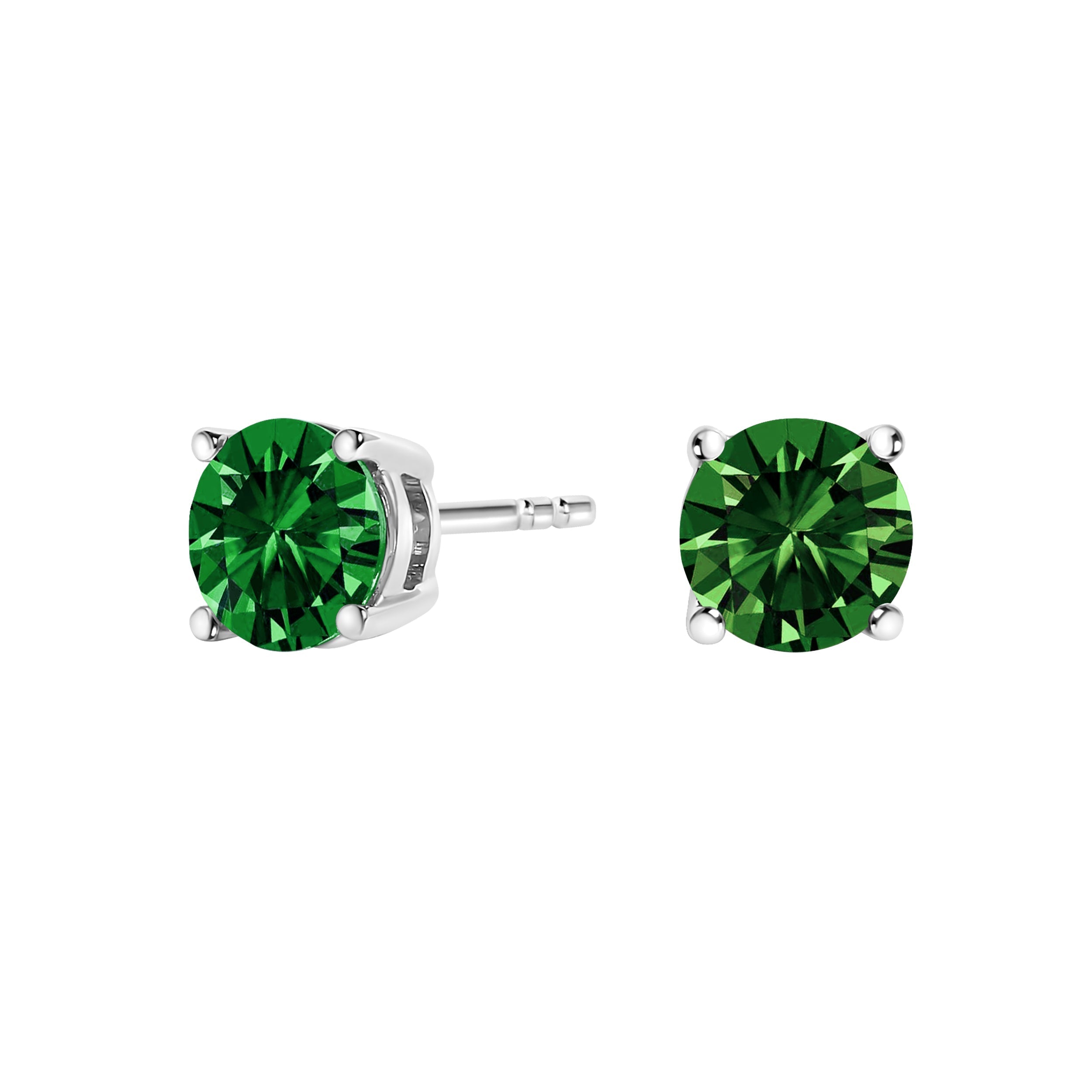 14K White Gold 1/2 Cttw Lab Grown Green Diamond Classic Solitaire Stud Earrings with Pushback  DestGlow