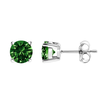 14K White Gold 1/2 Cttw Lab Grown Green Diamond Classic Solitaire Stud Earrings with Pushback  DestGlow