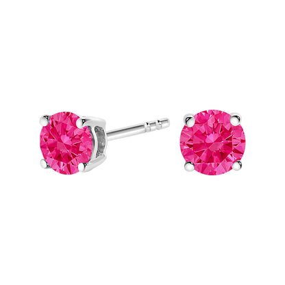 14K White Gold 1/2 Cttw Round Brilliant Cut Lab Grown Pink Diamond 4-Prong Classic Solitaire Earrings (Pink Color, VVS2-VS1 Clarity)  DestGlow