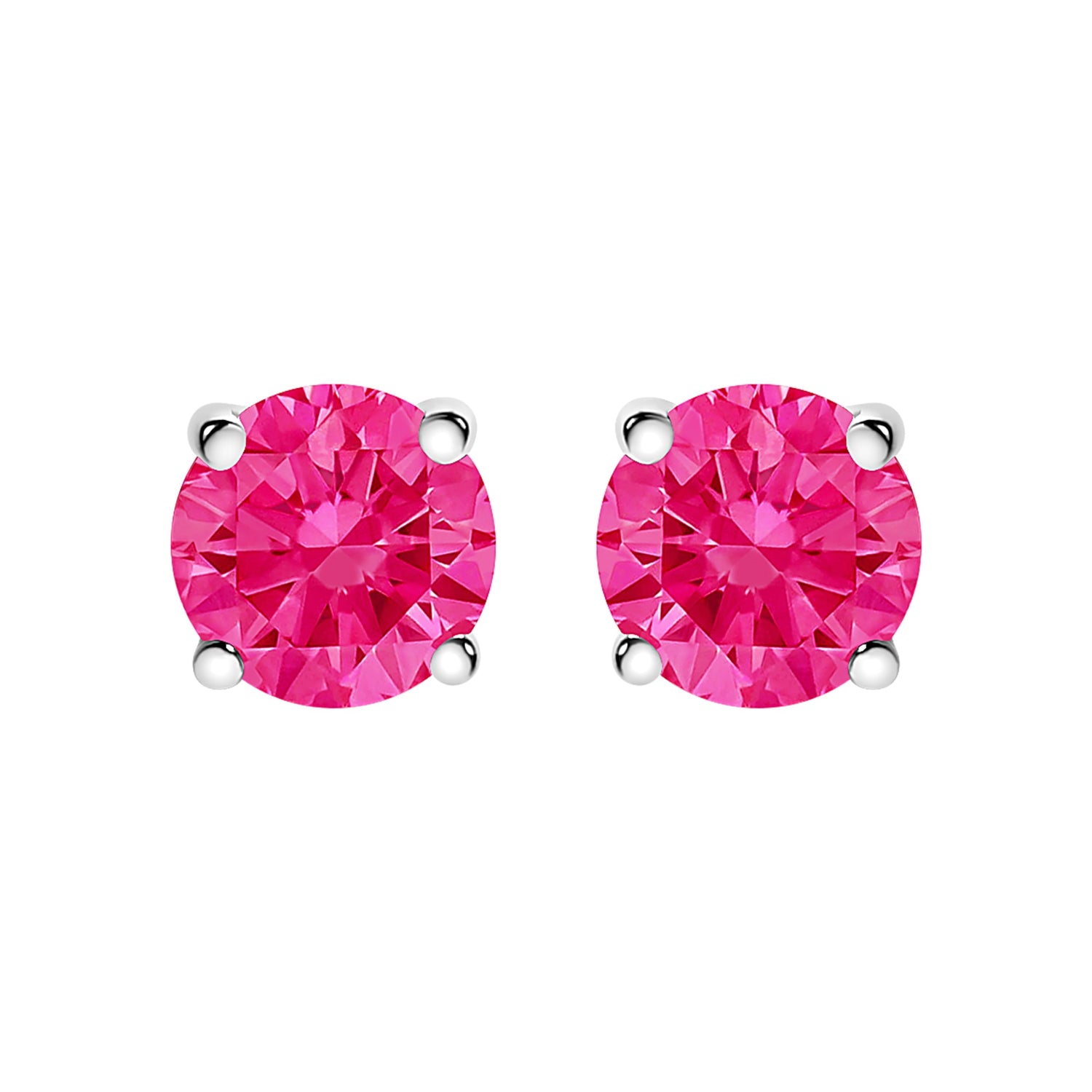 14K White Gold 1/2 Cttw Round Brilliant Cut Lab Grown Pink Diamond 4-Prong Classic Solitaire Earrings (Pink Color, VVS2-VS1 Clarity)  DestGlow