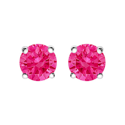14K White Gold 1/2 Cttw Round Brilliant Cut Lab Grown Pink Diamond 4-Prong Classic Solitaire Earrings (Pink Color, VVS2-VS1 Clarity)  DestGlow