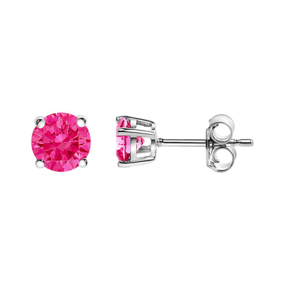 10K White Gold 1/2 Cttw Lab Created Round Brilliant Cut Pink Diamond Classic 4-Prong Solitaire Stud Earrings (Fancy Pink Color, VVS2-VS1 Clarity) by Bids.com