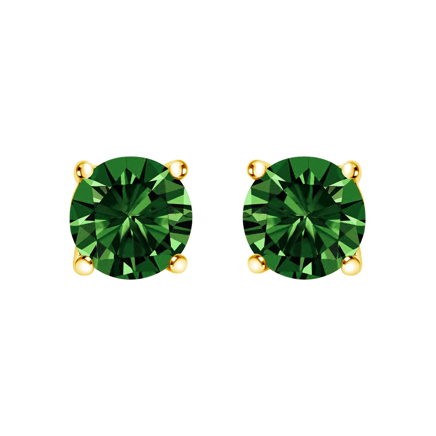 14K White Gold 1/2 Cttw Lab Grown Green Diamond Classic Solitaire Stud Earrings with Pushback  DestGlow