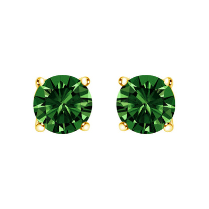 14K White Gold 1/2 Cttw Lab Grown Green Diamond Classic Solitaire Stud Earrings with Pushback  DestGlow