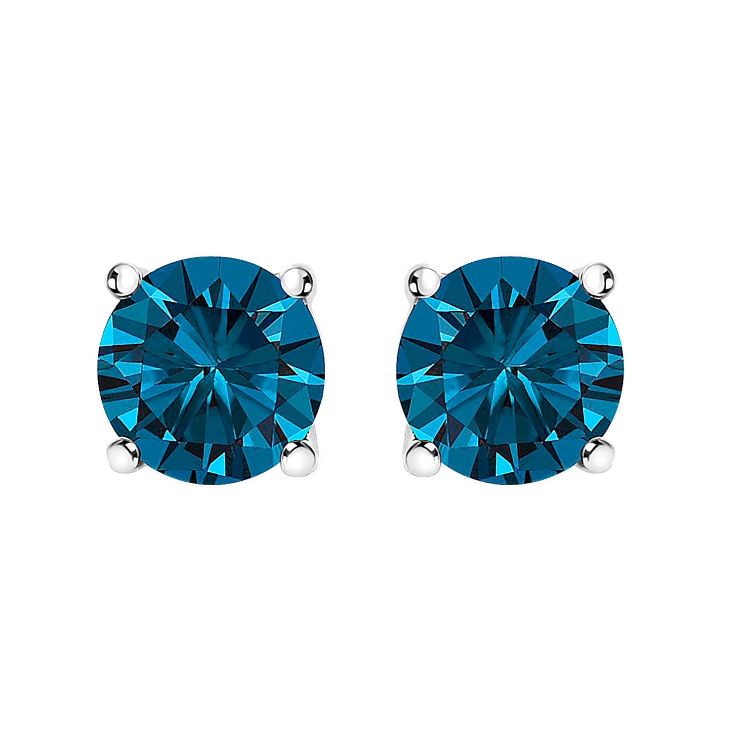 14K White Gold 1.00 Cttw Blue Lab Grown Diamond Stud Earrings with Screw Backs by Bids.com