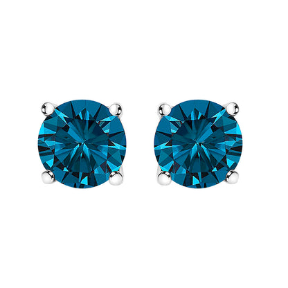 14K White Gold 1.00 Cttw Blue Lab Grown Diamond Stud Earrings with Screw Backs by Bids.com