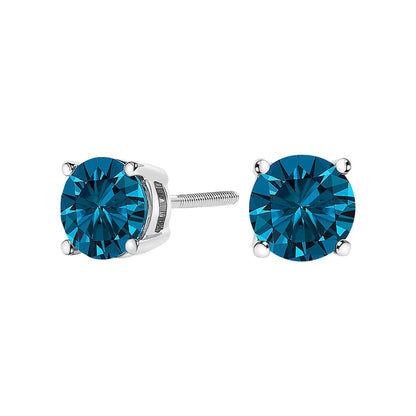 14K White Gold 1.00 Cttw Blue Lab Grown Diamond Stud Earrings with Screw Backs by Bids.com