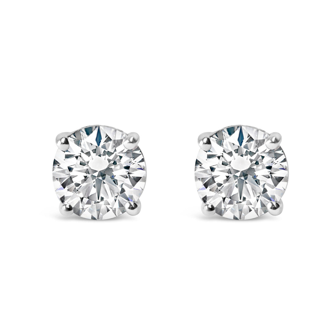AGS Certified 14K White Gold 1.0 Cttw 4-Prong Set Brilliant Round-Cut Solitaire Diamond Push Back Stud Earrings (I-J Color, I1-I2 Clarity) by Bids.com