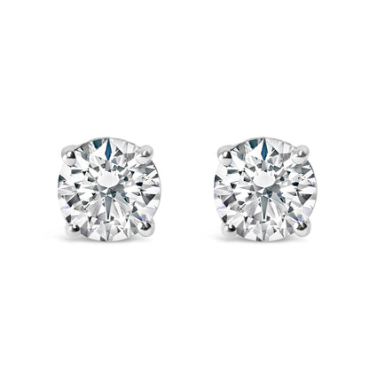14K White Gold 1.00 Cttw Lab Grown Diamond Solitaire Stud Earrings  DestGlow