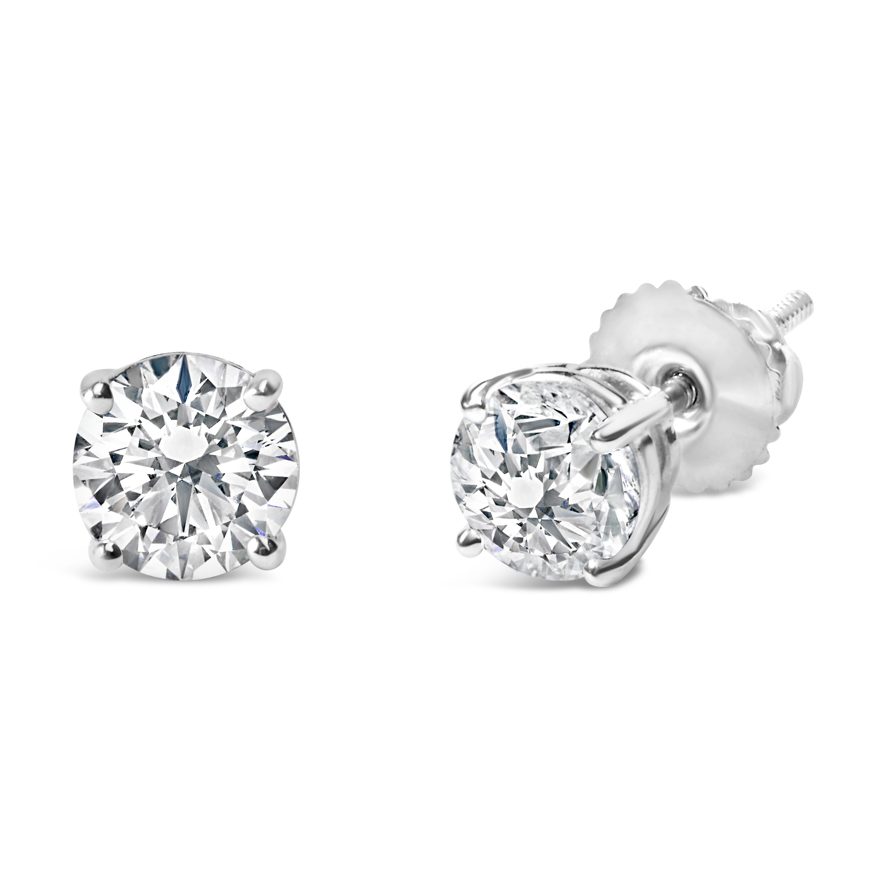14K White Gold 1.00 Cttw Lab Grown Diamond Solitaire Stud Earrings  DestGlow
