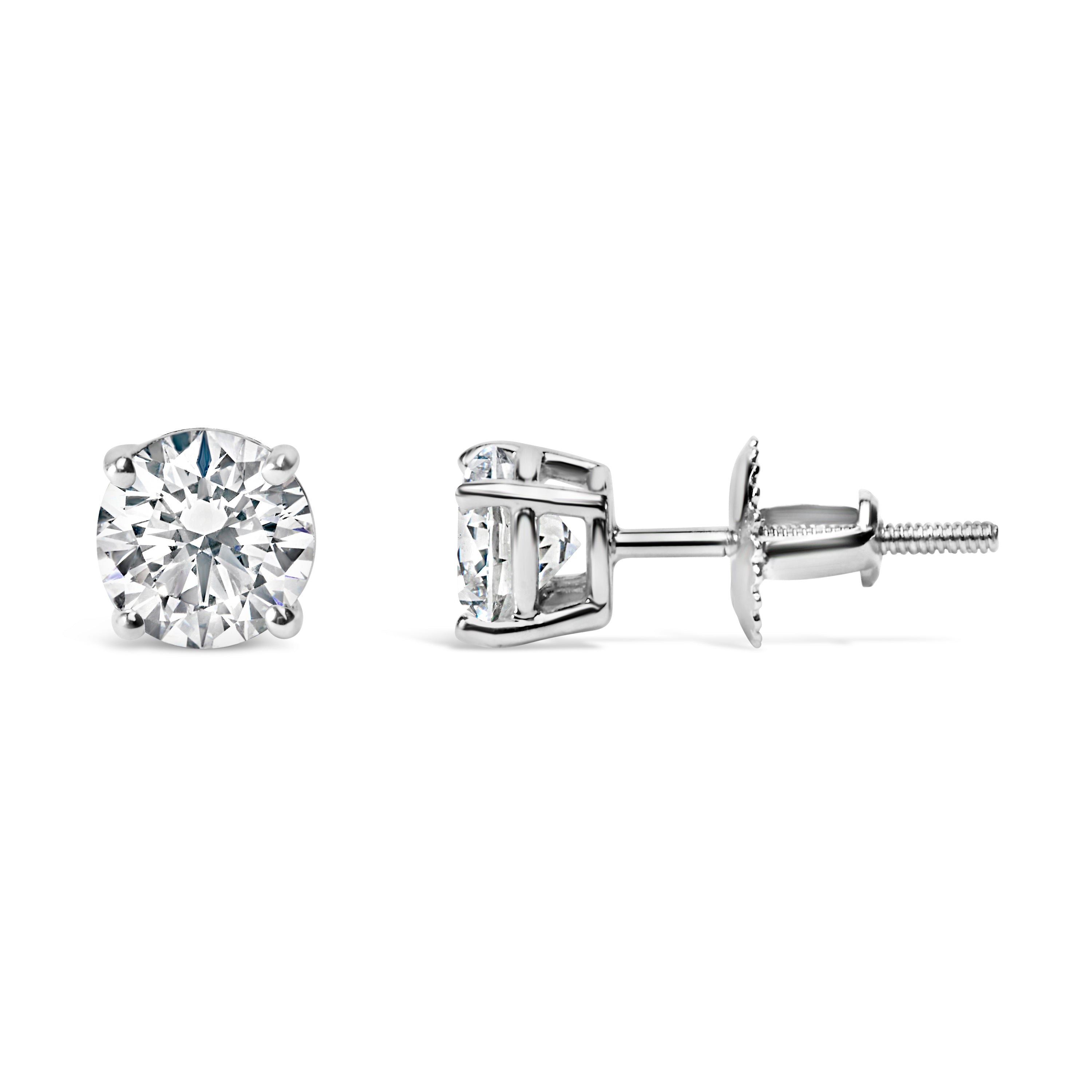 14K White Gold 1.00 Cttw Lab Grown Diamond Solitaire Stud Earrings  DestGlow
