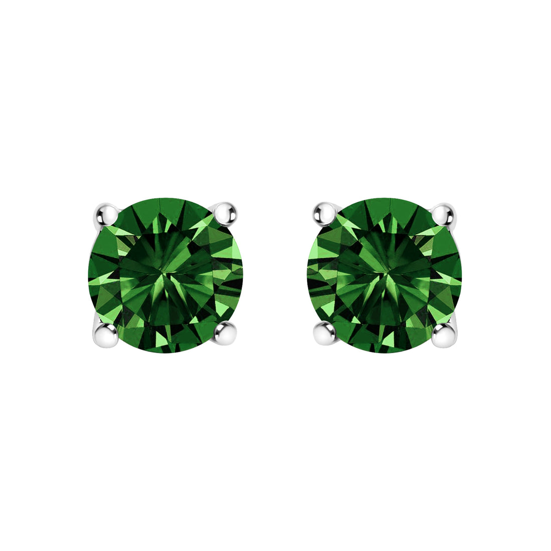 14K White Gold 1.0 Cttw Lab Grown Green Diamond Classic Solitaire Stud Earrings by Bids.com